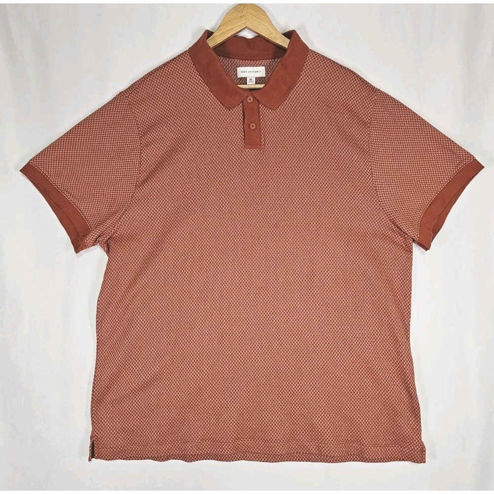 Stylish Free Assembly Retro Polo Shirt Short Sleeve Mens XXL Classic Fall Autumn